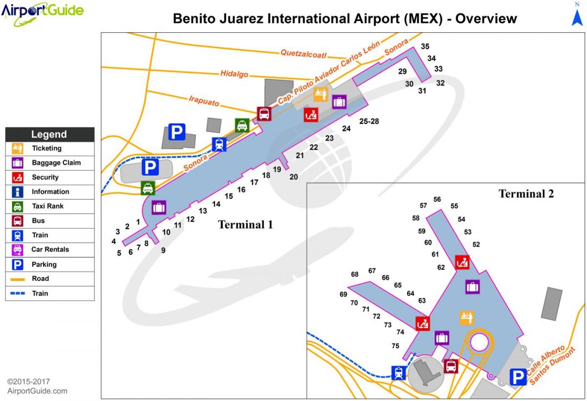 ბენიტო ხუარესი საერთაშორისო აეროპორტის რუკა
