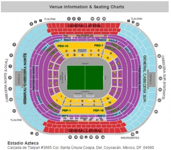 estadio azteca ჯდომისას რუკა