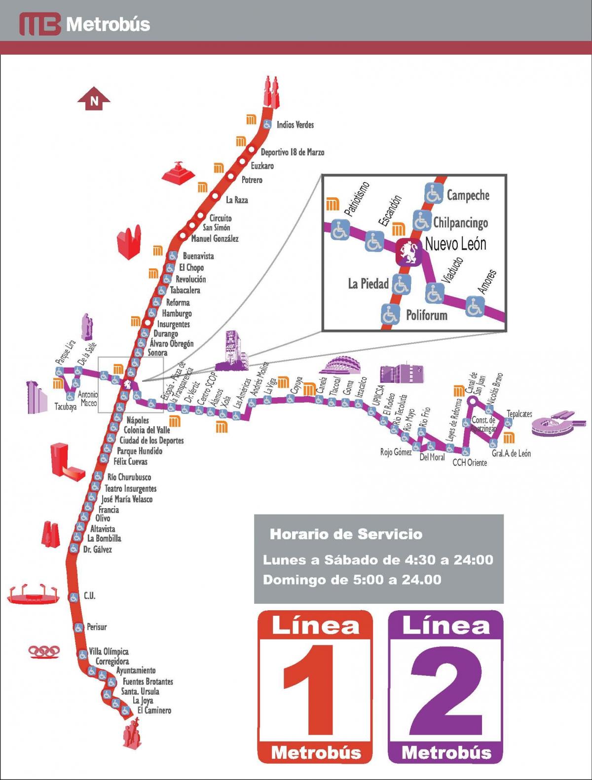 რუკა metrobus მეხიკო